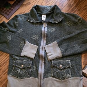 Prana Olive Floral Bomber Jacket